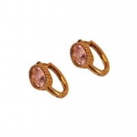 Mini Oorringen Goudkleurig &acirc;&euro;&ldquo; Roze Zirkonia &acirc;&euro;&ldquo; 15mm -