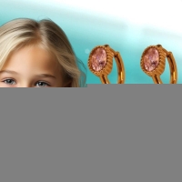 Mini Oorringen Goudkleurig &acirc;&euro;&ldquo; Roze Zirkonia &acirc;&euro;&ldquo; 15mm -