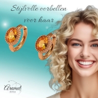Mini Oorringen Goudkleurig &acirc;&euro;&ldquo; Gele Zirkonia &acirc;&euro;&ldquo; 15mm -