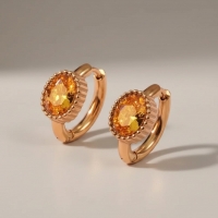 Mini Oorringen Goudkleurig &acirc;&euro;&ldquo; Gele Zirkonia &acirc;&euro;&ldquo; 15mm -