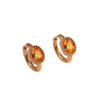 Mini Oorringen Goudkleurig &acirc;&euro;&ldquo; Gele Zirkonia &acirc;&euro;&ldquo; 15mm -