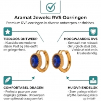 Mini Goudkleurige Oorringen &acirc;&euro;&ldquo; Blauwe Zirkonia &acirc;&euro;&ldquo; 15mm -