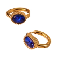 Mini Goudkleurige Oorringen &acirc;&euro;&ldquo; Blauwe Zirkonia &acirc;&euro;&ldquo; 15mm -