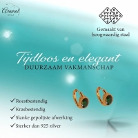 Mini Goudkleurige Oorringen &acirc;&euro;&ldquo; Groene Zirkonia &acirc;&euro;&ldquo; 15mm -