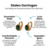 Mini Goudkleurige Oorringen &acirc;&euro;&ldquo; Groene Zirkonia &acirc;&euro;&ldquo; 15mm -