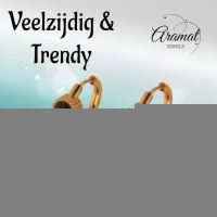 Mini Goudkleurige Oorringen &acirc;&euro;&ldquo; Groene Zirkonia &acirc;&euro;&ldquo; 15mm -