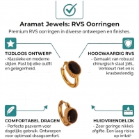 Mini Goudkleurige Oorringen &acirc;&euro;&ldquo; Zwarte Zirkonia &acirc;&euro;&ldquo; 15mm -