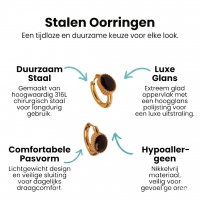 Mini Goudkleurige Oorringen &acirc;&euro;&ldquo; Zwarte Zirkonia &acirc;&euro;&ldquo; 15mm -