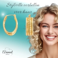 Gourmet Schakel Oorringen RVS Goudkleurig &acirc;&euro;&ldquo; 25x18mm &acirc;&euro;&ldquo; Ovaal -