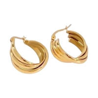 Multi Oorringen RVS Goudkleurig &acirc;&euro;&ldquo; 22mm &acirc;&euro;&ldquo; 3 Gladde Hoepels -