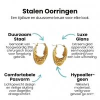 Ronde Oorringen RVS Goudkleurig &acirc;&euro;&ldquo; 35mm &acirc;&euro;&ldquo; 6 Hoepels in 1 -