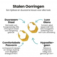 RVS Oorringen Goudkleurig &acirc;&euro;&ldquo; 35mm &acirc;&euro;&ldquo; Vijfhoek met 6 Hoepels -