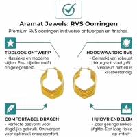 RVS Oorringen Goudkleurig &acirc;&euro;&ldquo; 35mm &acirc;&euro;&ldquo; Vijfhoek met 6 Hoepels -