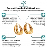 RVS Oorringen Goudkleur &acirc;&euro;&ldquo; 28mm &acirc;&euro;&ldquo; Triple Hoepels in 1 -