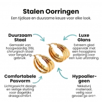 RVS Oorringen Goudkleur &acirc;&euro;&ldquo; 28mm &acirc;&euro;&ldquo; Triple Hoepels in 1 -