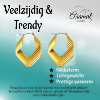 RVS Oorringen Goudkleur &acirc;&euro;&ldquo; 39mm &acirc;&euro;&ldquo; 6 Vierkante Hoepels in 1 -