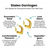RVS Oorringen Goudkleur &acirc;&euro;&ldquo; 39mm &acirc;&euro;&ldquo; 6 Vierkante Hoepels in 1 -