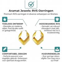 RVS Oorringen Goudkleur &acirc;&euro;&ldquo; 39mm &acirc;&euro;&ldquo; 6 Vierkante Hoepels in 1 -