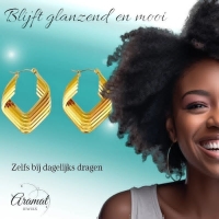 RVS Oorringen Goudkleur &acirc;&euro;&ldquo; 39mm &acirc;&euro;&ldquo; 6 Vierkante Hoepels in 1 -