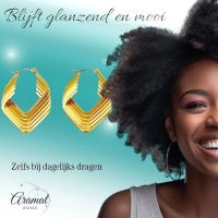 RVS Oorringen Goudkleur &acirc;&euro;&ldquo; 39mm &acirc;&euro;&ldquo; 6 Vierkante Hoepels in 1 -