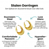 RVS Oorringen Goudkleurig &acirc;&euro;&ldquo; 37mm &acirc;&euro;&ldquo; 6-in-1 Vierkante Hoepels -