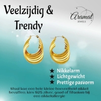 RVS Oorringen Goudkleurig &acirc;&euro;&ldquo; 37mm &acirc;&euro;&ldquo; 6-in-1 Vierkante Hoepels -