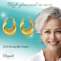 RVS Oorringen Goudkleurig &acirc;&euro;&ldquo; 37mm &acirc;&euro;&ldquo; 6-in-1 Vierkante Hoepels -
