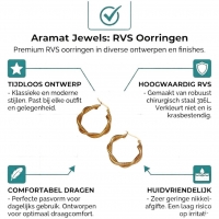 RVS Oorringen Goudkleurig &acirc;&euro;&ldquo; 30mm &acirc;&euro;&ldquo; Gedraaid & Ruitmotief -