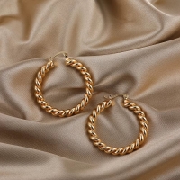 Ronde Oorringen RVS Goudkleurig &acirc;&euro;&ldquo; 30mm &acirc;&euro;&ldquo; Dubbel Gedraaid Motie