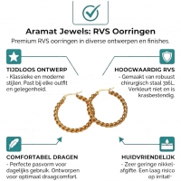 Ronde Oorringen RVS Goudkleurig &acirc;&euro;&ldquo; 30mm &acirc;&euro;&ldquo; Dubbel Gedraaid Motie