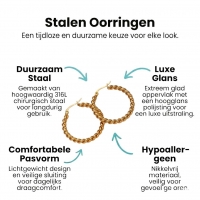Ronde Oorringen RVS Goudkleurig &acirc;&euro;&ldquo; 30mm &acirc;&euro;&ldquo; Dubbel Gedraaid Motie