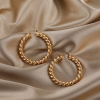 Ronde Oorringen RVS Goudkleurig &acirc;&euro;&ldquo; 30mm &acirc;&euro;&ldquo; Dubbel Gedraaid Motie