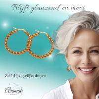 Ronde Oorringen RVS Goudkleurig &acirc;&euro;&ldquo; 30mm &acirc;&euro;&ldquo; Dubbel Gedraaid Motie