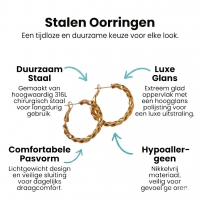 Wikkel Oorringen RVS Goudkleurig &acirc;&euro;&ldquo; 30mm &acirc;&euro;&ldquo; Brede & Smalle B