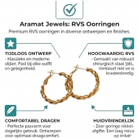 Wikkel Oorringen RVS Goudkleurig &acirc;&euro;&ldquo; 30mm &acirc;&euro;&ldquo; Brede & Smalle B