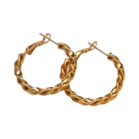 Wikkel Oorringen RVS Goudkleurig &acirc;&euro;&ldquo; 30mm &acirc;&euro;&ldquo; Brede & Smalle B