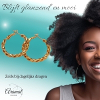 Wikkel Oorringen RVS Goudkleurig &acirc;&euro;&ldquo; 30mm &acirc;&euro;&ldquo; Brede & Smalle B
