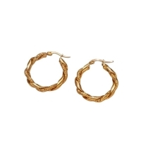 Ronde Oorringen RVS 30mm &acirc;&euro;&ldquo; Goudkleurig &acirc;&euro;&ldquo; Glad & Gedraaid M