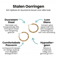 Ronde Oorringen RVS Goudkleurig &acirc;&euro;&ldquo; 25mm &acirc;&euro;&ldquo; Gedraaid Motief -