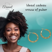 Ronde Oorringen RVS Goudkleurig &acirc;&euro;&ldquo; 25mm &acirc;&euro;&ldquo; Gedraaid Motief -