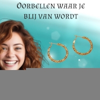Ronde Oorringen RVS Goudkleurig &acirc;&euro;&ldquo; 25mm &acirc;&euro;&ldquo; Gedraaid Motief -