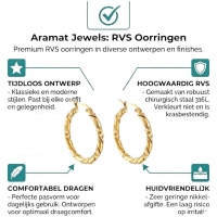 Ronde Oorringen RVS 30mm &acirc;&euro;&ldquo; Goudkleurig met Gedraaid Motief -