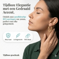 Ronde Oorringen RVS 30mm &acirc;&euro;&ldquo; Goudkleurig met Gedraaid Motief -