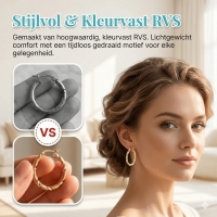 Ronde Oorringen RVS 30mm &acirc;&euro;&ldquo; Goudkleurig met Gedraaid Motief -