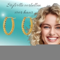 Ovale Schakel Oorringen RVS 26x18mm &acirc;&euro;&ldquo; Goudkleurige Oorringen -