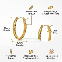 Ovale Schakel Oorringen RVS 26x18mm &acirc;&euro;&ldquo; Goudkleurige Oorringen -