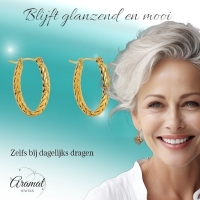 Ovale Schakel Oorringen RVS 26x18mm &acirc;&euro;&ldquo; Goudkleurige Oorringen -