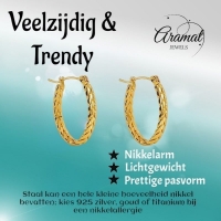 Ovale Schakel Oorringen RVS 26x18mm &acirc;&euro;&ldquo; Goudkleurige Oorringen -