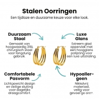 Triple Oorringen RVS Goudkleurig &acirc;&euro;&ldquo; 26x18mm &acirc;&euro;&ldquo; Ovale Oorringen m