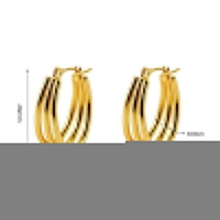 Triple Oorringen RVS Goudkleurig &acirc;&euro;&ldquo; 26x18mm &acirc;&euro;&ldquo; Ovale Oorringen m